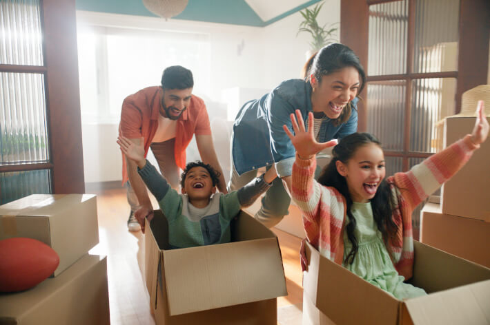 Happy family in home