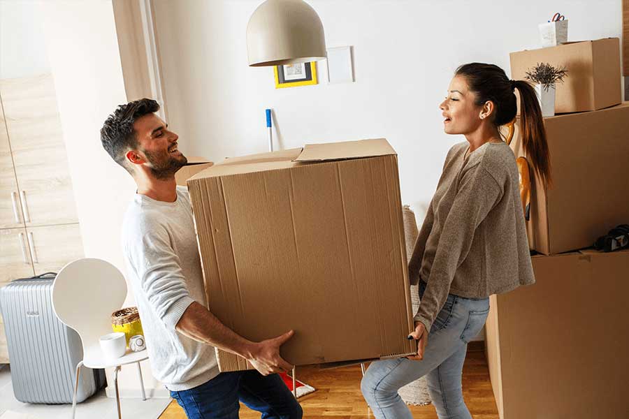couple 
							moving boxes