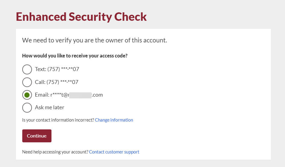 Enhanced Security Check form